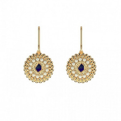 Boucles d’Oreilles Femme Or GEORGETTES dormeuses Girafe perlé laque bleue