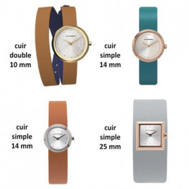 Bracelet montre femme GEORGETTES cuir Nude et Aquatic