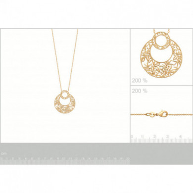 Collier plaqué or double cercle floral plat ajouré