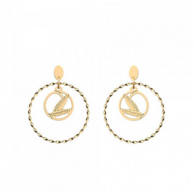 Boucles d’oreilles or GEORGETTES pendantes Rose Des Sables 16/32mm