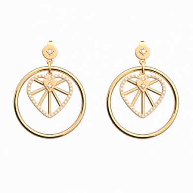 Boucles d’Oreilles Femme Or GEORGETTES Coeur Céleste 17mm
