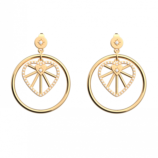 Boucles d’Oreilles Femme Or GEORGETTES Coeur Céleste 17mm