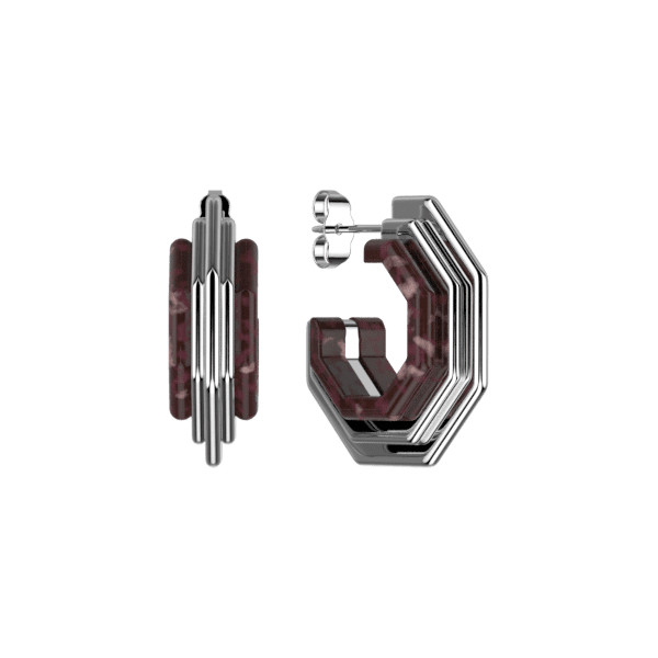 Boucles d’Oreilles Femme Argent GEORGETTES Graphique brun