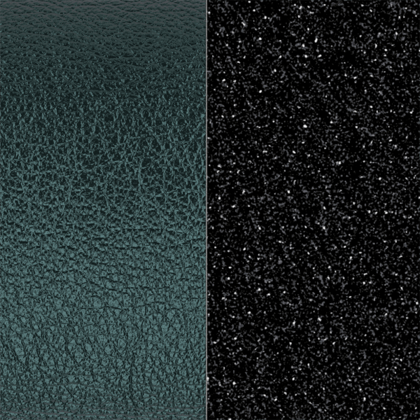 Cuir GEORGETTES bracelets manchettes Bleu pétrole et Noir glitter