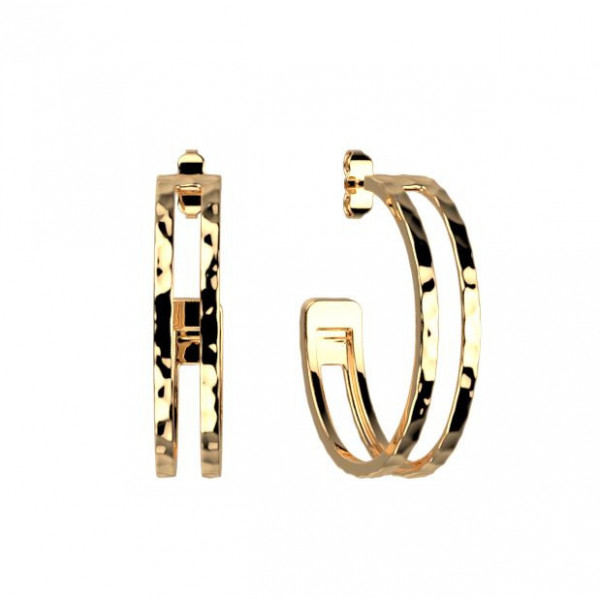 Boucles d’Oreilles Femme Or GEORGETTES Créoles pure martelée 6mm