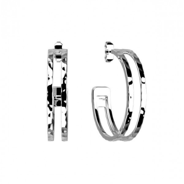 Boucles d’Oreilles Femme Argent GEORGETTES Créoles pure martelée 6mm