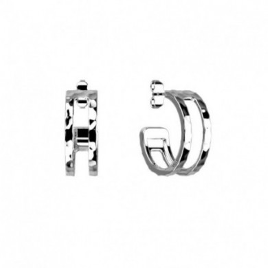 Boucles d’Oreilles Femme Argent GEORGETTES Créoles pure martelée 8mm