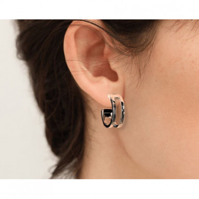 Boucles d’Oreilles Femme Argent GEORGETTES Créoles pure martelée 8mm