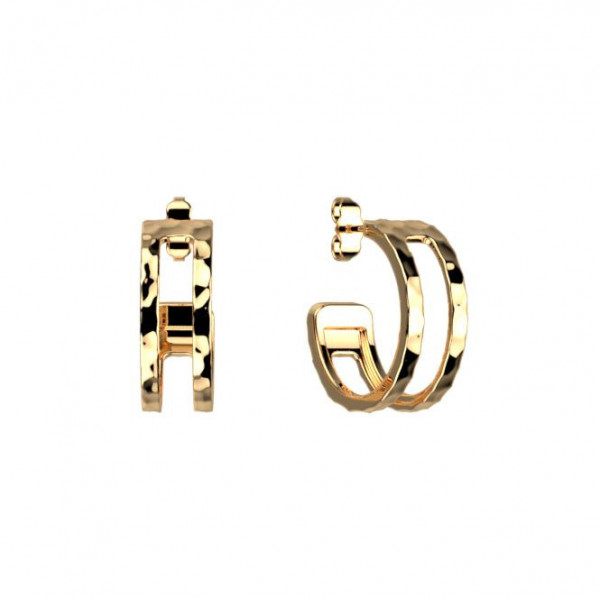 Boucles d’Oreilles Femme Or GEORGETTES Créoles pure martelée 8mm