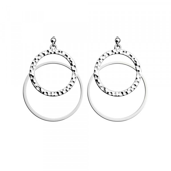 Boucles d’oreilles GEORGETTES Pure martelée argentée 25mm