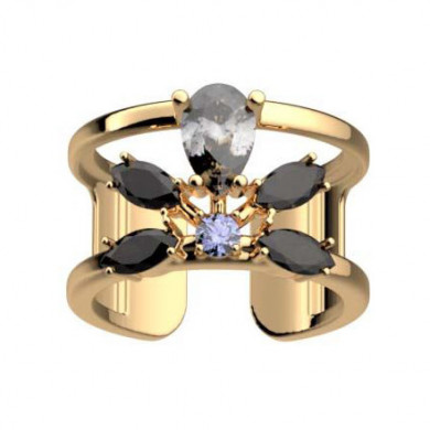 Bague femme, bague or, bague GEORGETTES Shéhérazade noir 12mm