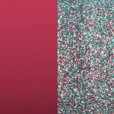 Cuir GEORGETTES pour bracelets manchettes Framboise et Paillettes multicolores