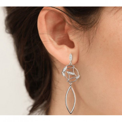 Boucles d’Oreilles Femme Argent GEORGETTES Ligne Arbre de vie pendantes 16mm