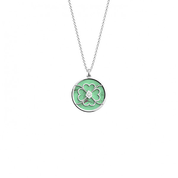 Collier Femme Argent  GEORGETTES Porte-bonheur trèfle turquoise