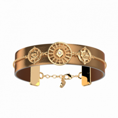 Bracelet Femme Or GEORGETTES Astrale précieuse cuir bronze