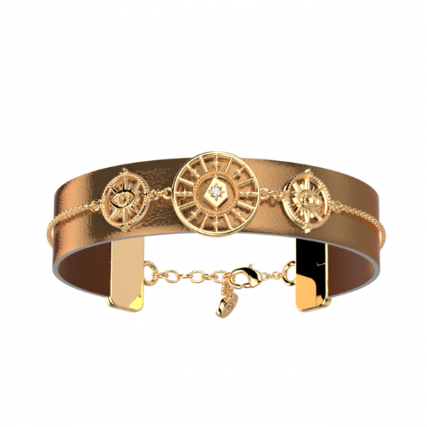 Bracelet Femme Or GEORGETTES Astrale précieuse cuir bronze