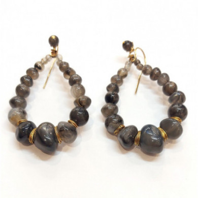 Boucles d'oreilles or GAS Bijoux Biba bis gris