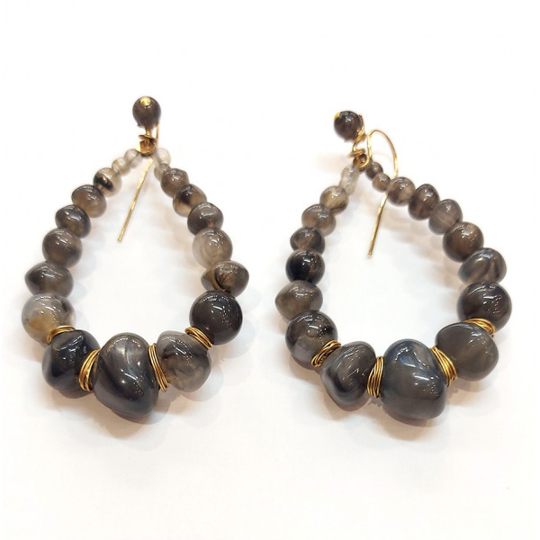 Boucles d'oreilles or GAS Bijoux Biba bis gris