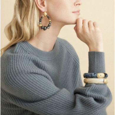 Boucles d'oreilles or GAS Bijoux Biba bis gris