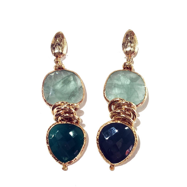 Boucles d’oreilles or pierre verte GAS Bijoux