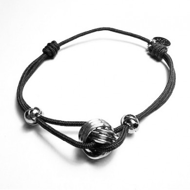 Bracelet femme argent cordon marron GAS