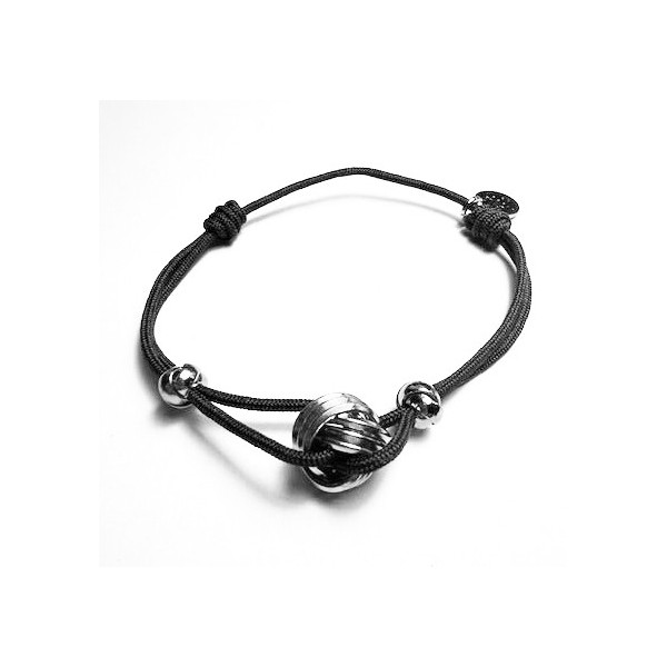 Bracelet femme argent cordon marron GAS