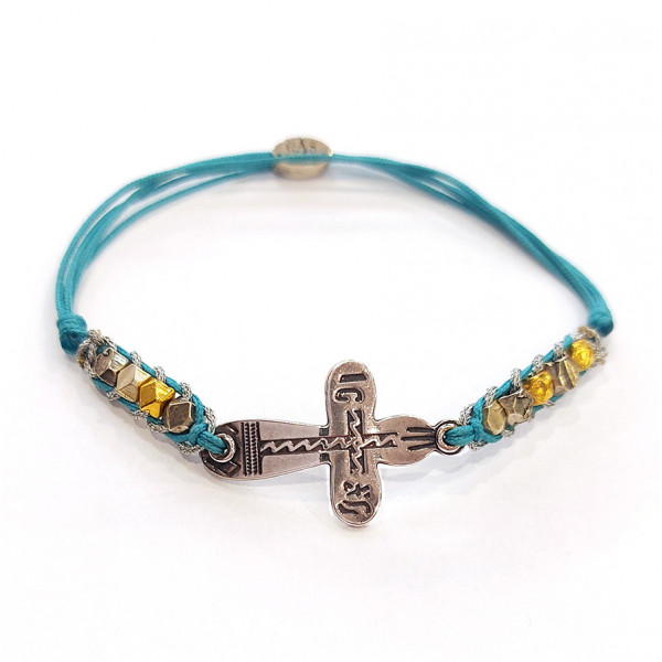 Bracelet femme argent cordon turquoise GAS croix