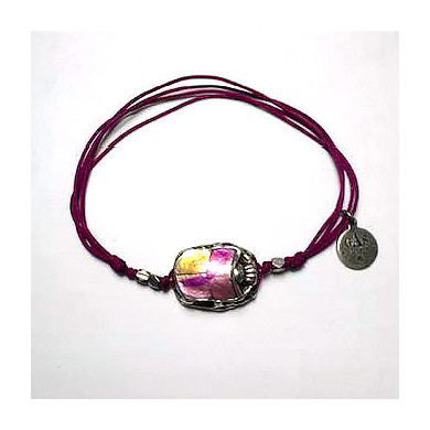 Bracelet femme argent cordon fuschia GAS