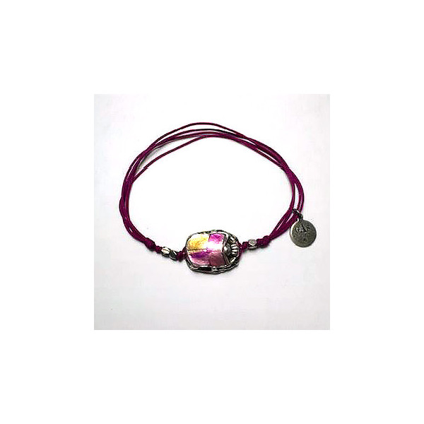Bracelet femme argent cordon fuschia GAS