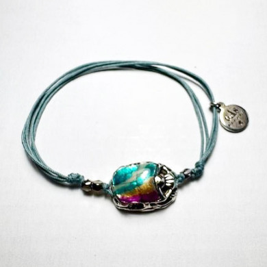 Bracelet femme argent cordon bleu GAS