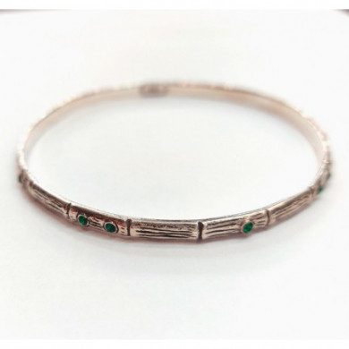 Bracelet femme jonc or strass vert GAS