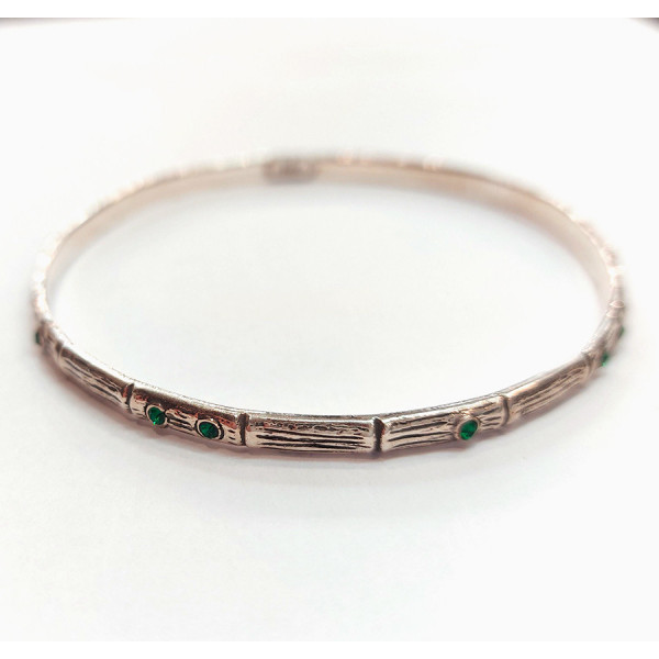 Bracelet femme jonc or strass vert GAS