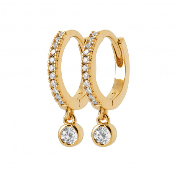 Mini créoles or femme pierres blanches