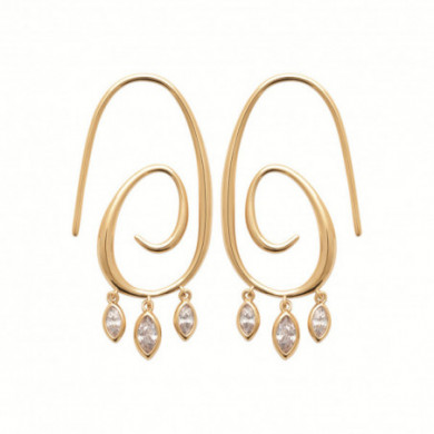 Boucles d’oreilles or femme spirale pierres blanches