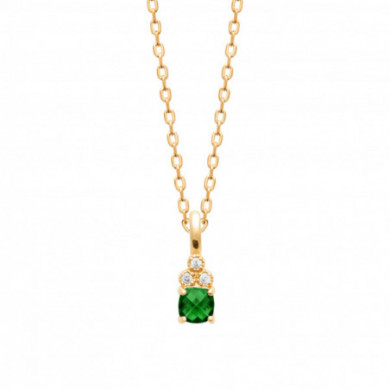 Collier or femme pendentif pierre verte