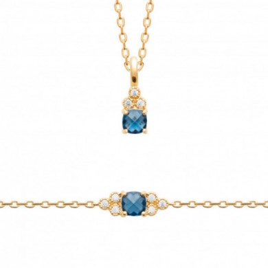 Bracelet Or femme pierre bleu