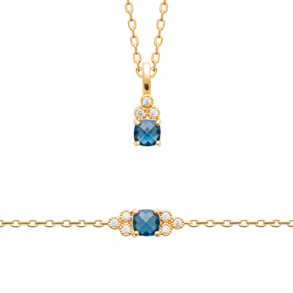 Bracelet Or femme pierre bleu