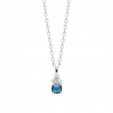 Collier argent femme pendentif pierre bleu