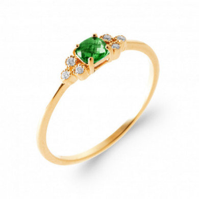 Bague or femme pierre verte