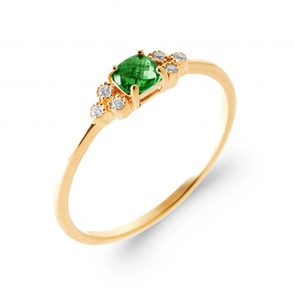 Bague or femme pierre verte