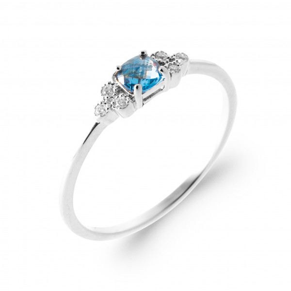 Bague argent femme pierre bleu