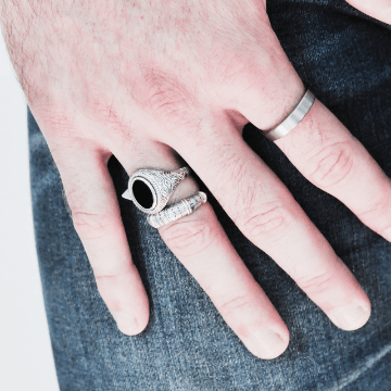 Bague homme argent 925 plaqué Or acier pierre pas cher chevalière anneau alliance haut de gamme influences bijoux orléans